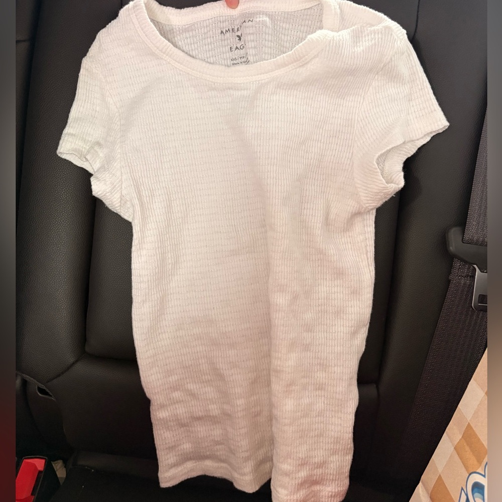 American Eagle Outfitters Light Gray Ribbed Top